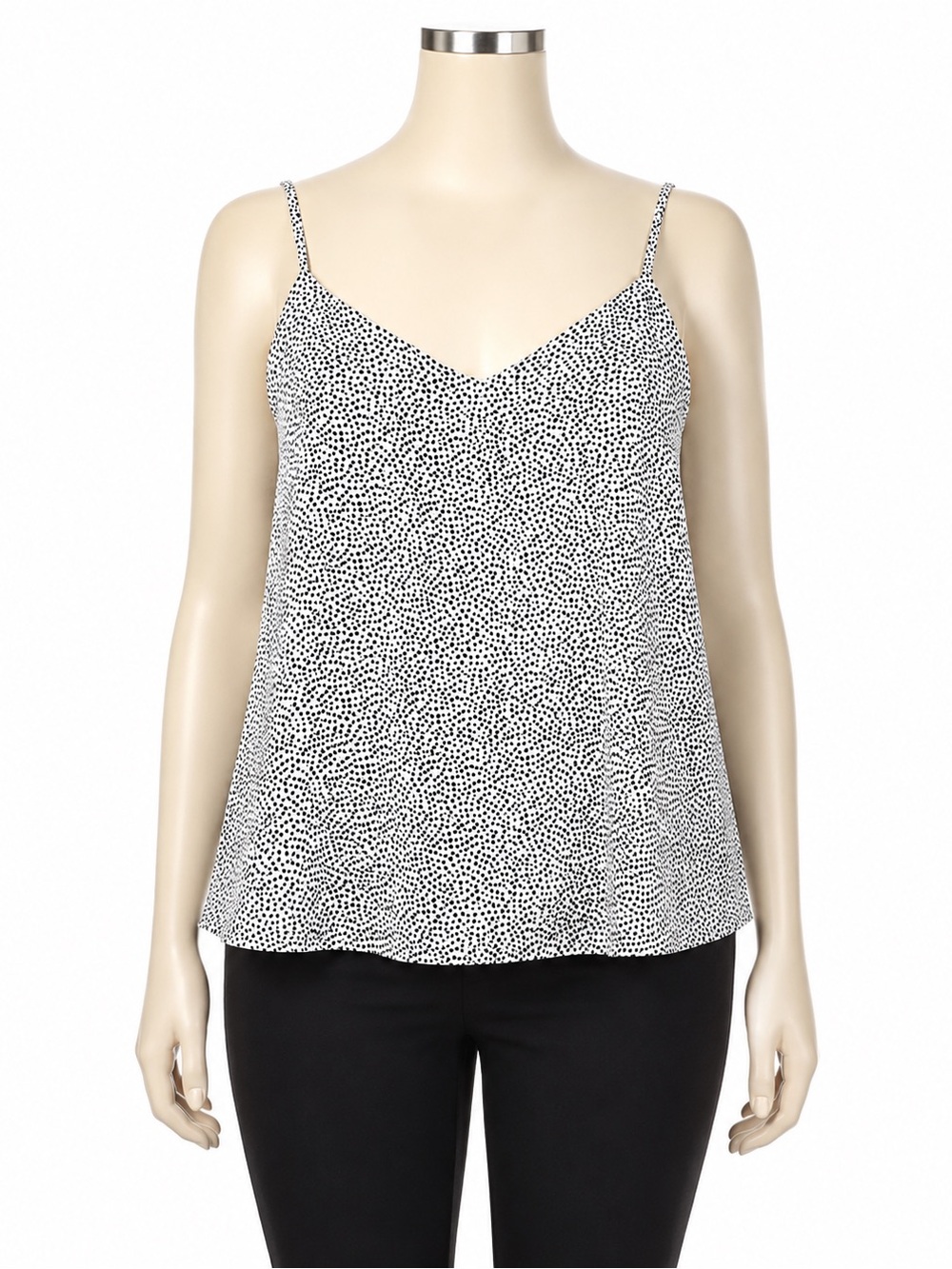 MINE Black & White Dotted V-Neck Cami Top